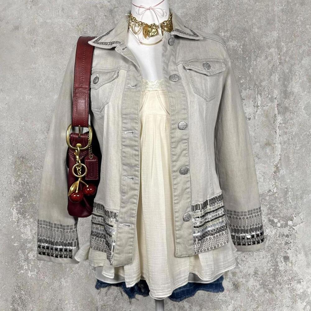 y2k silver sequin beaded office siren blazer